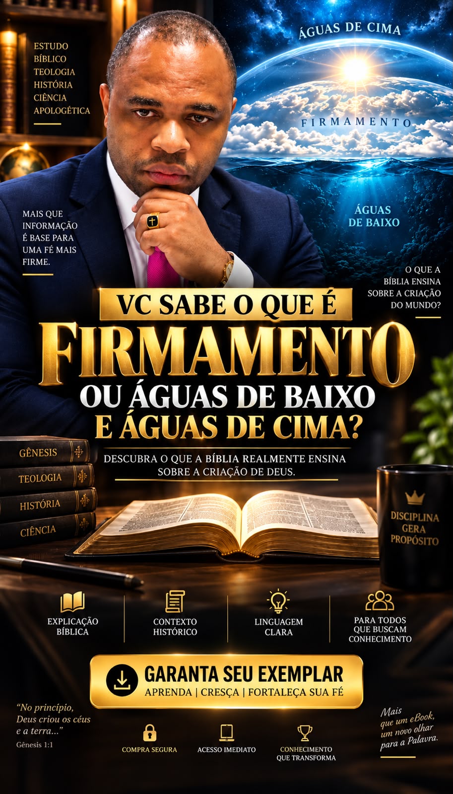 Henrique Nunes em material de divulgação de seu estudo sobre Gênesis